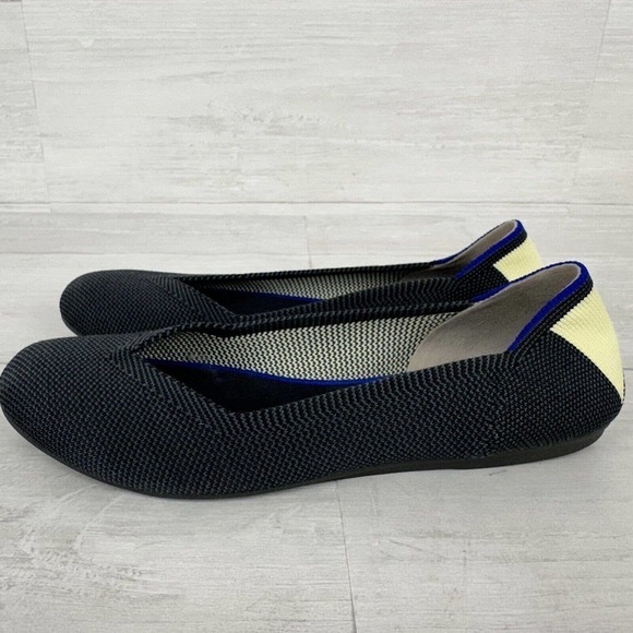 Rothy’s Ballet Flats Shoes Size 7.5 Citron Ribbon Stripe Gray Yellow Retired - Picture 5 of 13